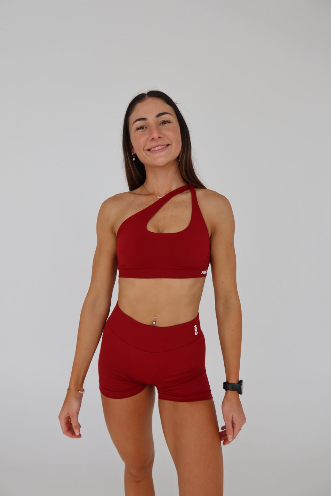 NRG Asymmetric Sports Bra - Ruby Red