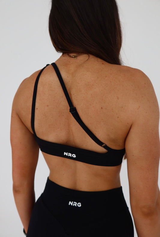 NRG Asymmetric Sports Bra - Black